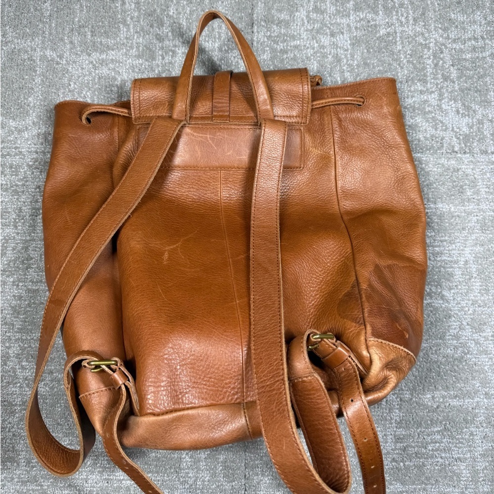 Madewell The Transporter Run Sack Brown Leather Backpack Bag Read Below - Picture 7 of 11